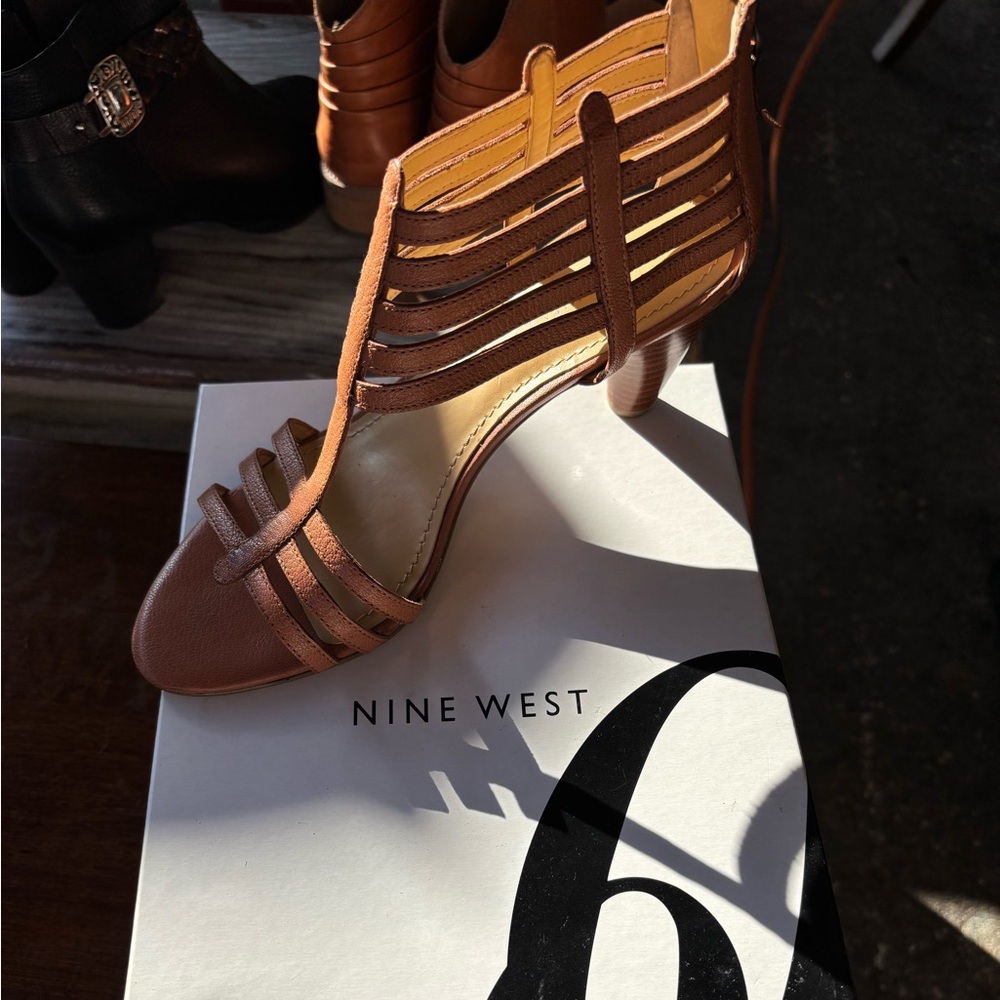 Nine West Tan Strappy Heels